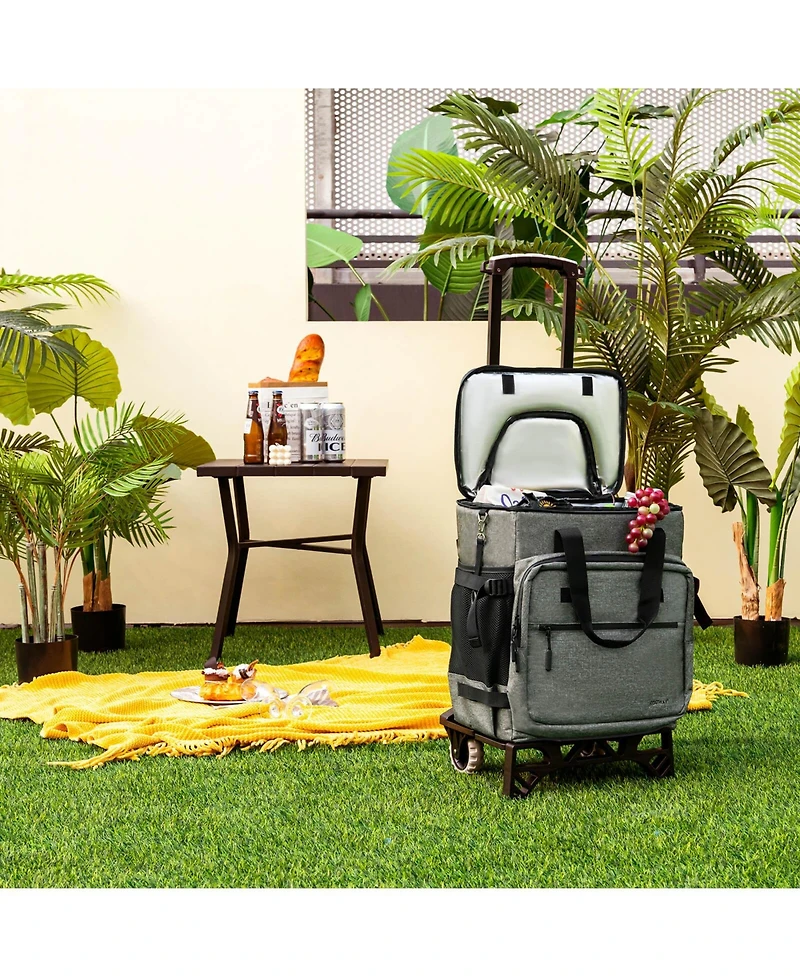 50-Can Large Leakproof Rolling Cooler with Detachable Bottom Plate