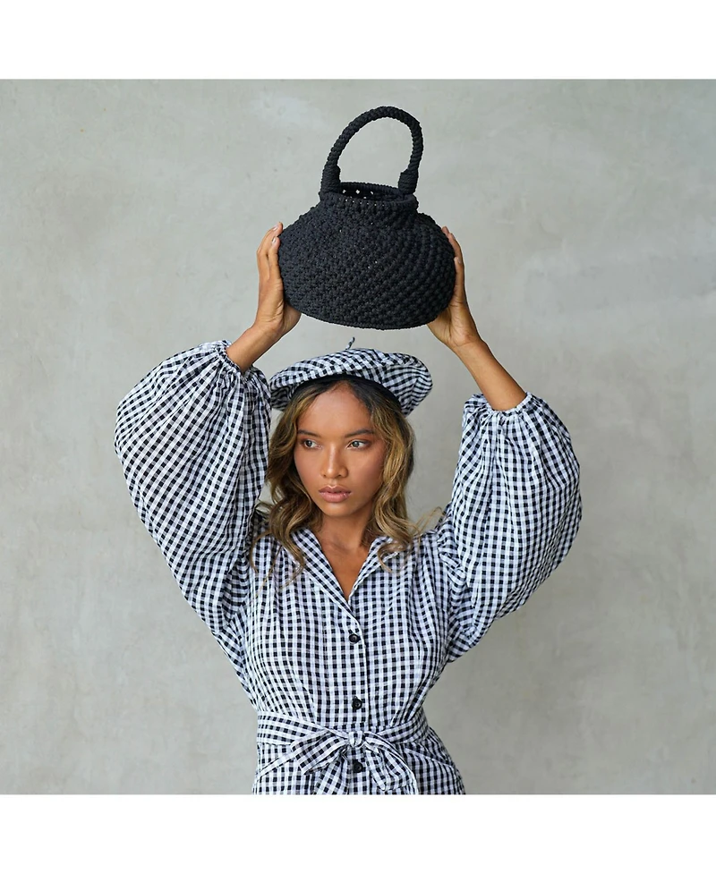 Naga Macrame Bucket Bag In Black