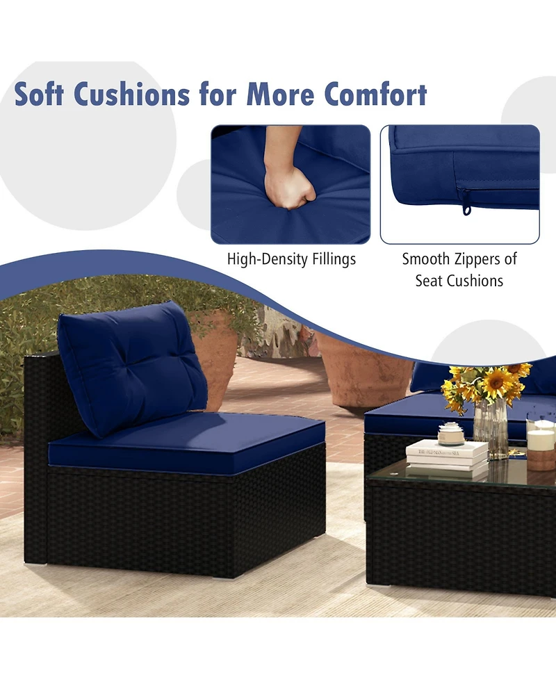 5-Piece Outdoor Patio Furniture Set with Cushions and Coffee Table