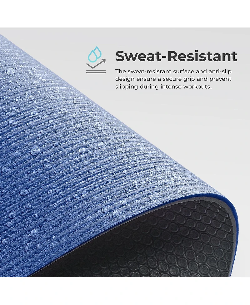 Sunny Health & Fitness Anti-Slip Dual Color Exercise Yoga Mat,Blue