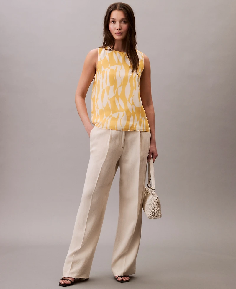 Calvin Klein Women's Printed Chiffon Sleeveless Blouse