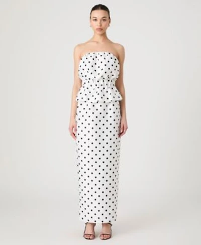 French Connection Womens Strapless Polka Dot Peplum Top Maxi Skirt