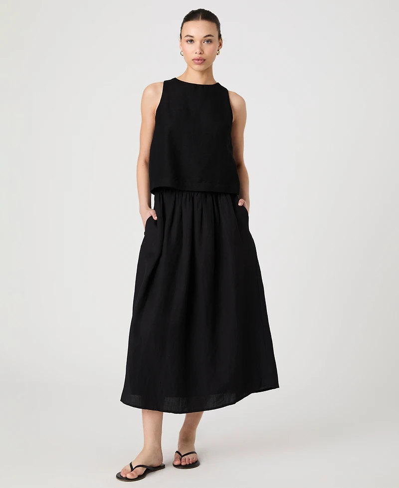 French Connection Women's Birdie Linen-Blend Midi Skirt