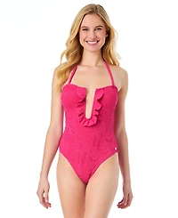 CeCe Women's La Vie A Mer Textured Bandeau One Piece Swimsuit