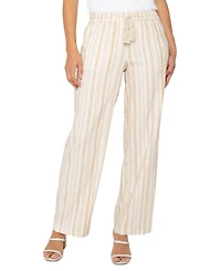 Liverpool Los Angeles Petite Stripe Drawstring Wide-Leg Pants
