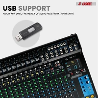 5 Core Audio Dj Mixer 20 Channel Sound Board Console w 24 Spx Effect 48V Phantom Power Mx 20CH Xu