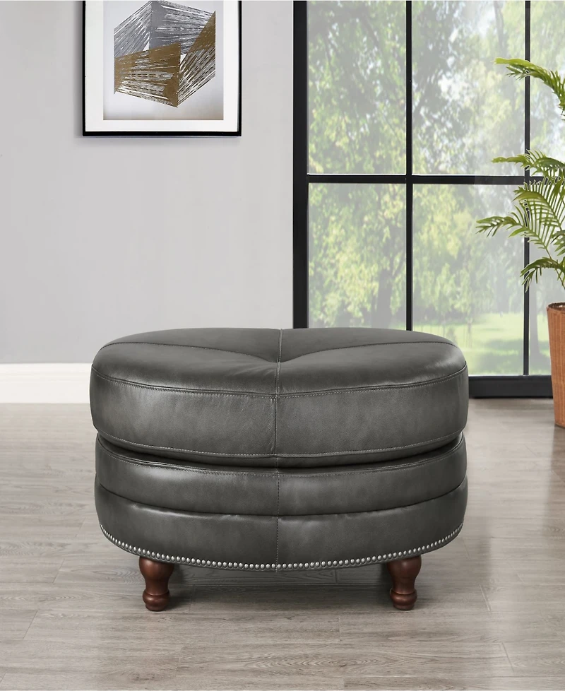 Hydeline Belfast 42" Top Grain Leather Oval Ottoman
