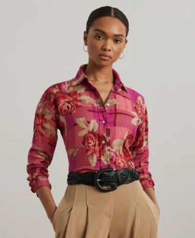 Lauren Ralph Lauren Womens Relaxed Fit Floral Linen Shirt P Xs 3x