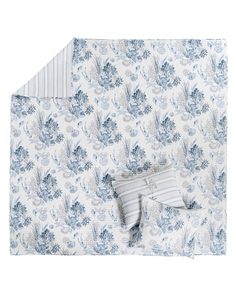 Levtex Coral Landing Reversible 3-Pc. Quilt Set