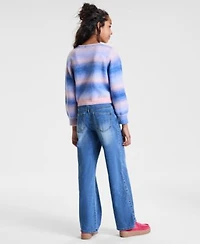 With Jules Big Girls Drawstring Rainbow Sweater Wide Leg Jeans