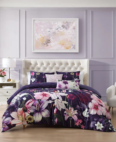 Bebejan Morning Glory Bedding 100% Cotton Sateen 5 Piece Queen Size Reversible Comforter Set