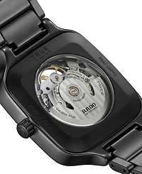 Rado Unisex Swiss Automatic True Square Black High Tech Ceramic Bracelet Watch 38mm