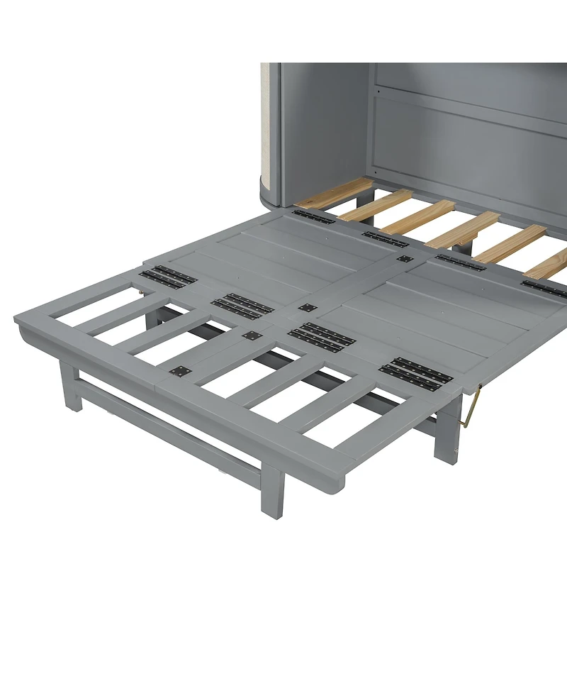 Full Murphy Bed with Hidden Storage & Modern Woven Design