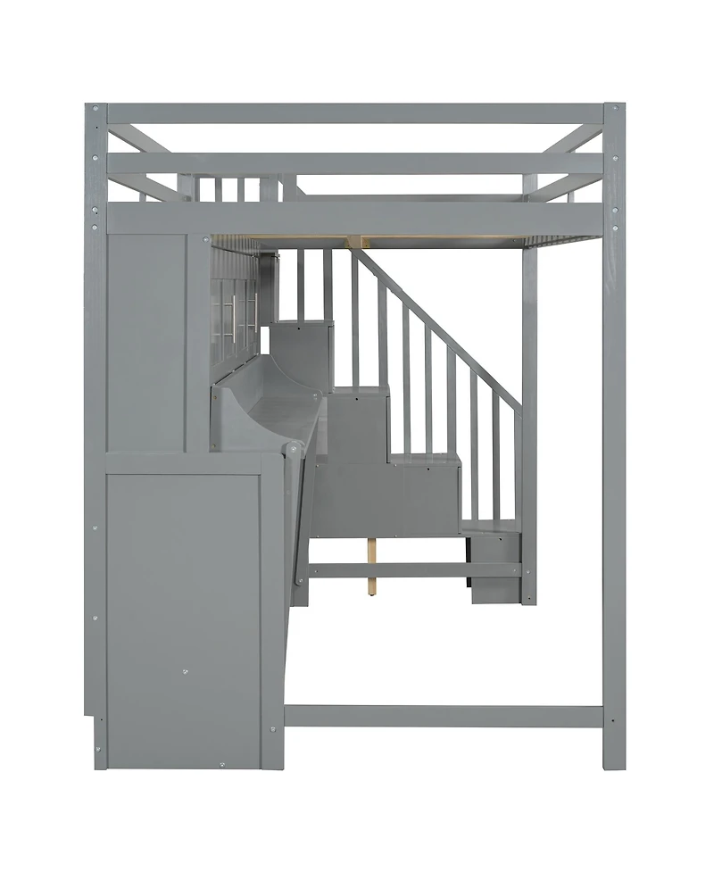 Full Over Full Size Murphy Bed with Hydraulic Lift & Desk Design