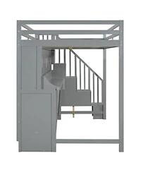 Full Over Full Size Murphy Bed with Hydraulic Lift & Desk Design