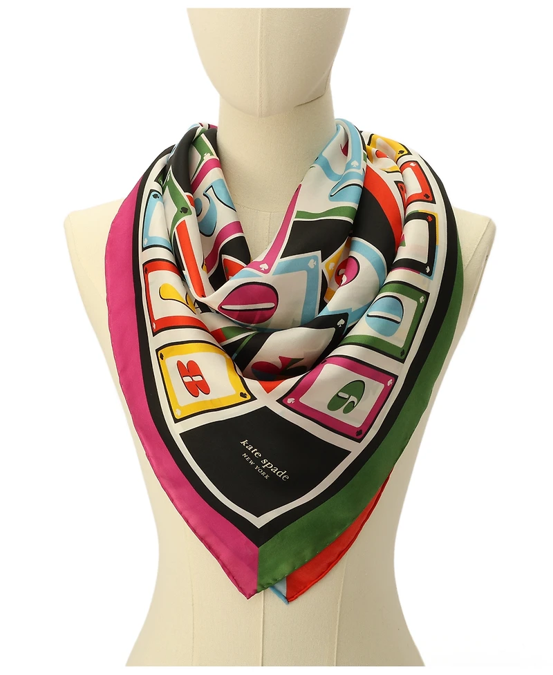 Kate Spade New York Women's Playing Cards Silk Square Scarf