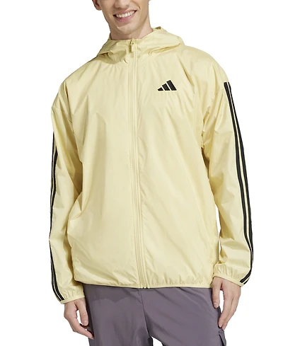 adidas Men's Essential Three-Stripes Woven Windbreaker
