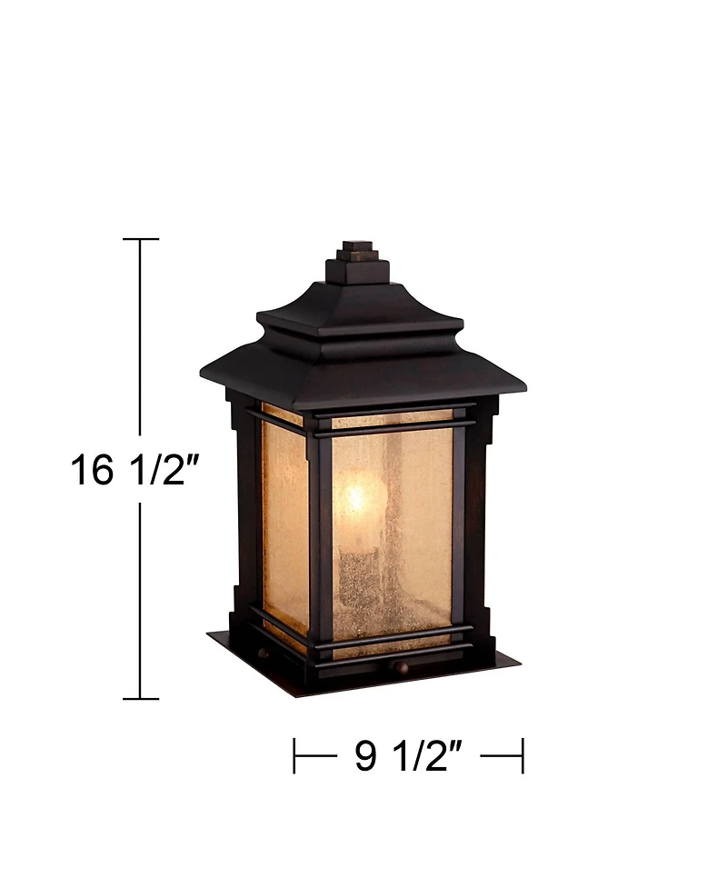 Franklin Iron Works Hickory Point Rustic Farmhouse Outdoor Pier Mount Lights Set of 2 Walnut Bronze 16 1/2" Frosted Cream Glass for Exterior Barn