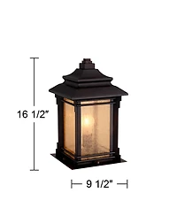 Franklin Iron Works Hickory Point Rustic Farmhouse Outdoor Pier Mount Lights Set of 2 Walnut Bronze 16 1/2" Frosted Cream Glass for Exterior Barn