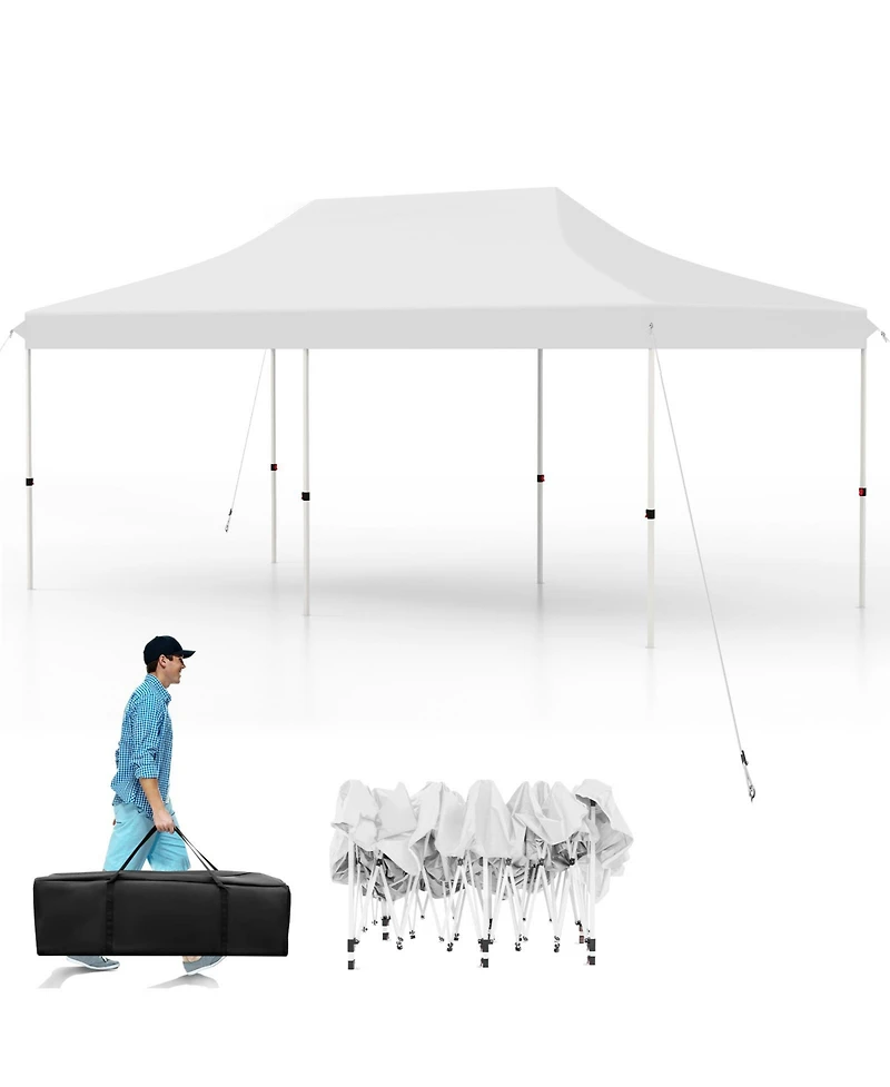 10 x 20 Ft Pop-up Canopy Tent with Carrying Bag-White