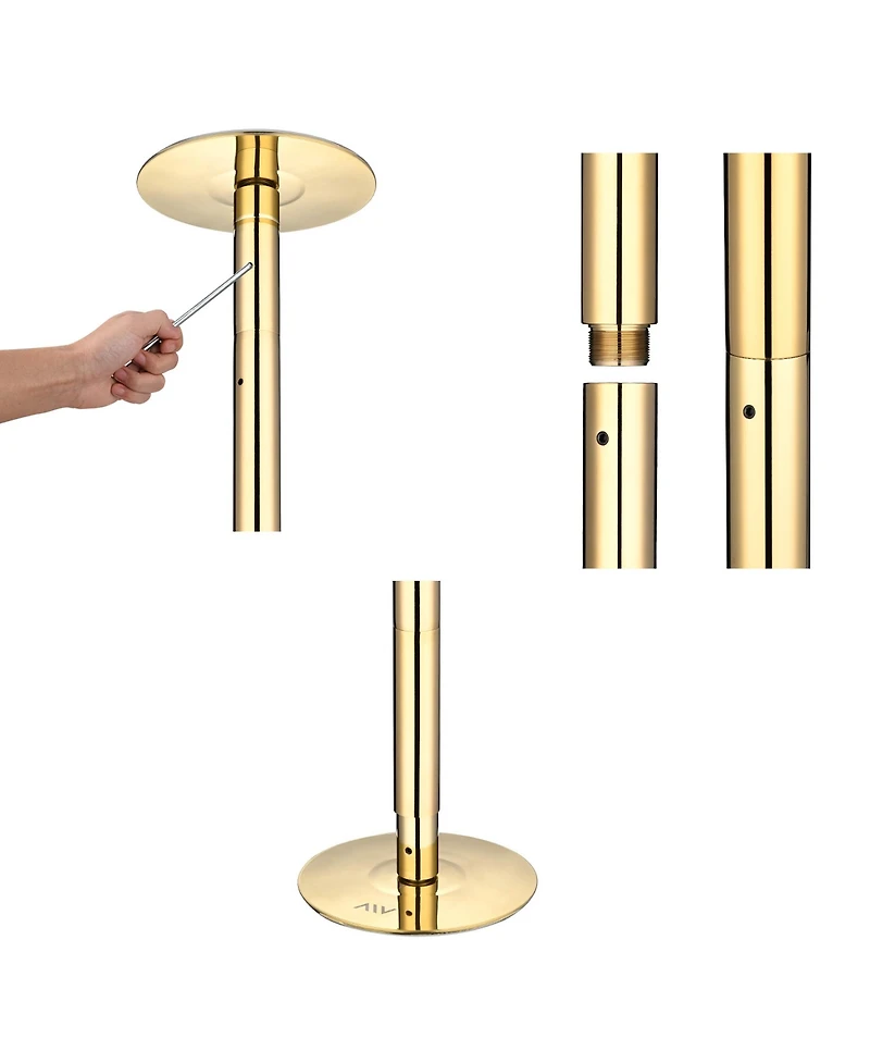 Yescom 11 Ft Gold Spinning Static Dancing Pole Kit w/ Extensions Fitness Dance Exercise