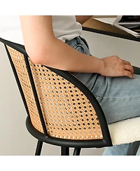 Set of 4 Rattan Back Counter Height Bar Stools, Modern Bar Chairs with Woven Cane-Style Backrest-Maison Boucle
