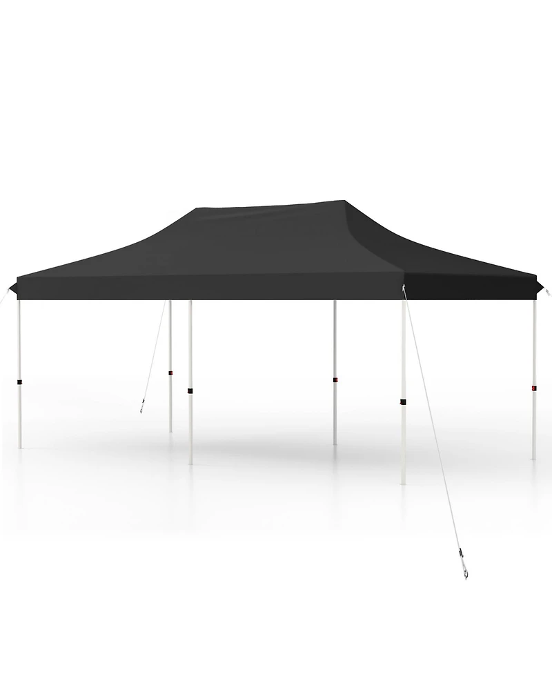 10 X 20 Ft Pop up Canopy Tent Foldable Portable Outdoor Gazebo with Carry Bag-Black