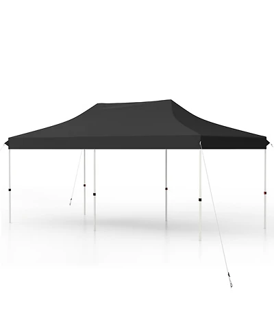 10 X 20 Ft Pop up Canopy Tent Foldable Portable Outdoor Gazebo with Carry Bag-Black