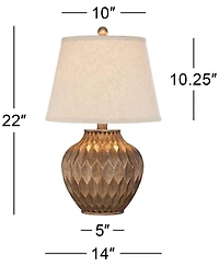 360 Lighting Modern Accent Table Lamps 22" High Set of 2 Warm Bronze Geometric Urn Tapered Drum Shade for Living Room Family Bedroom Office