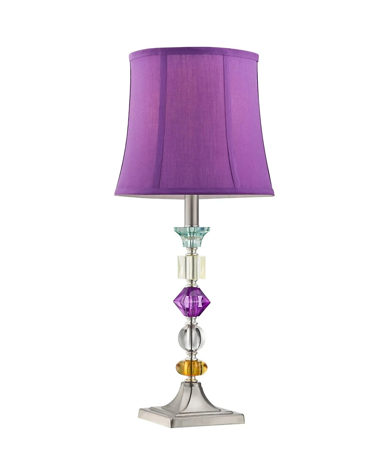 Bijoux Modern Chic Bohemian Table Lamps 25.5" High Set of 2 Brushed Nickel Multi Colored Stacked Acrylic Gem Purple Drum Shade for Kids Girls Roo
