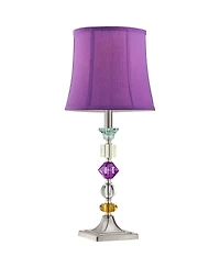 Bijoux Modern Chic Bohemian Table Lamps 25.5" High Set of 2 Brushed Nickel Multi Colored Stacked Acrylic Gem Purple Drum Shade for Kids Girls Roo