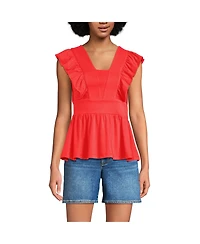 Lands' End Women's Lightweight Jersey Ruffle Peplum Top