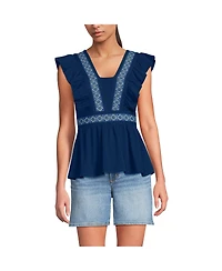 Lands' End Women's Lightweight Jersey Ruffle Peplum Top