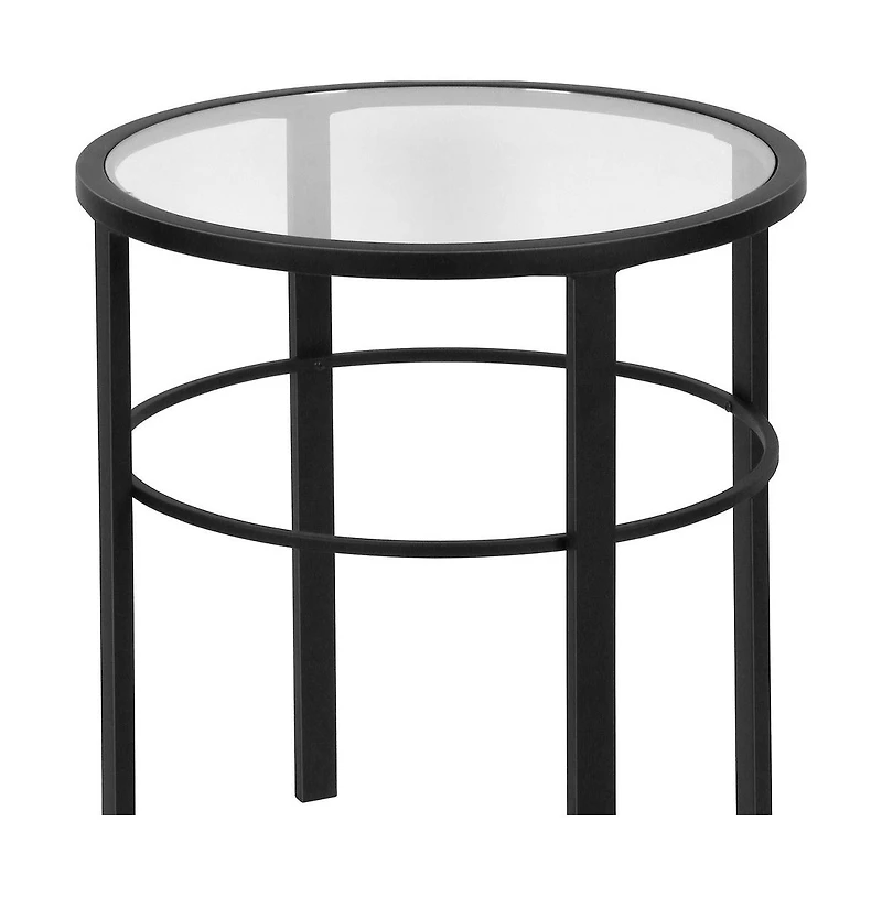 Glass Top Round End Table – Sturdy Steel Base for a Chic Industrial Look