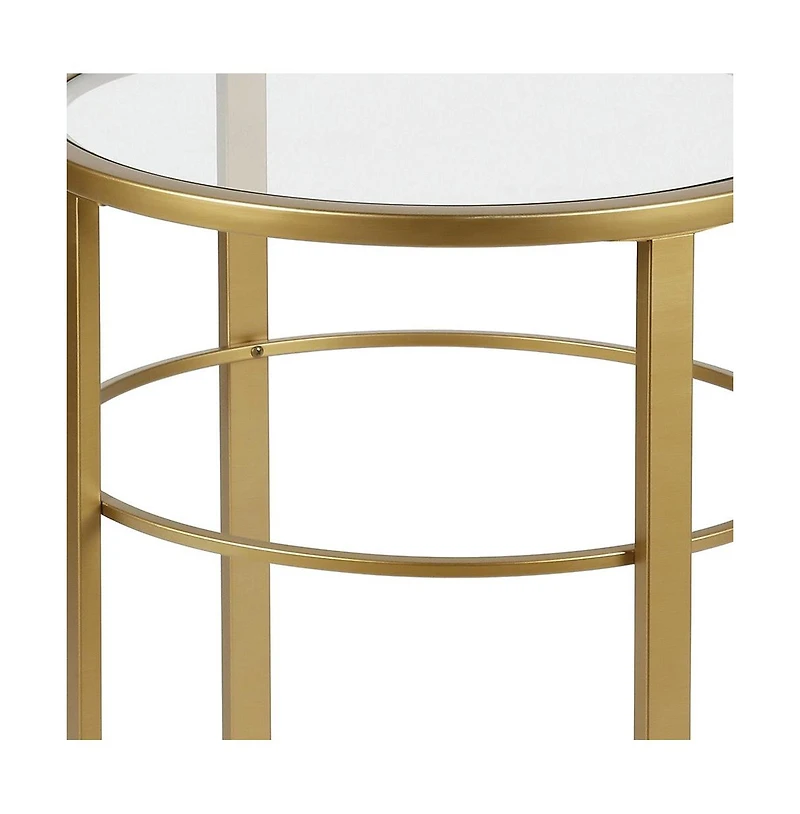 Glass Top Round End Table – Sturdy Steel Base for a Chic Industrial Look