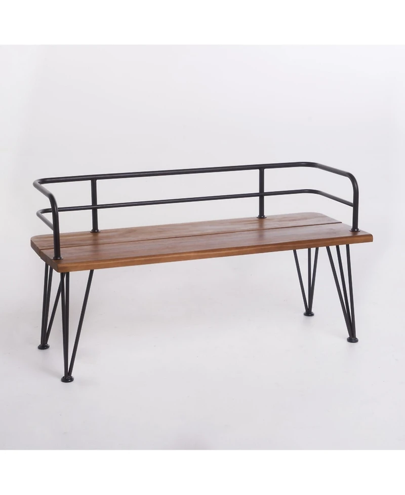 Zion Industrial Wood And Metal Bench Chair