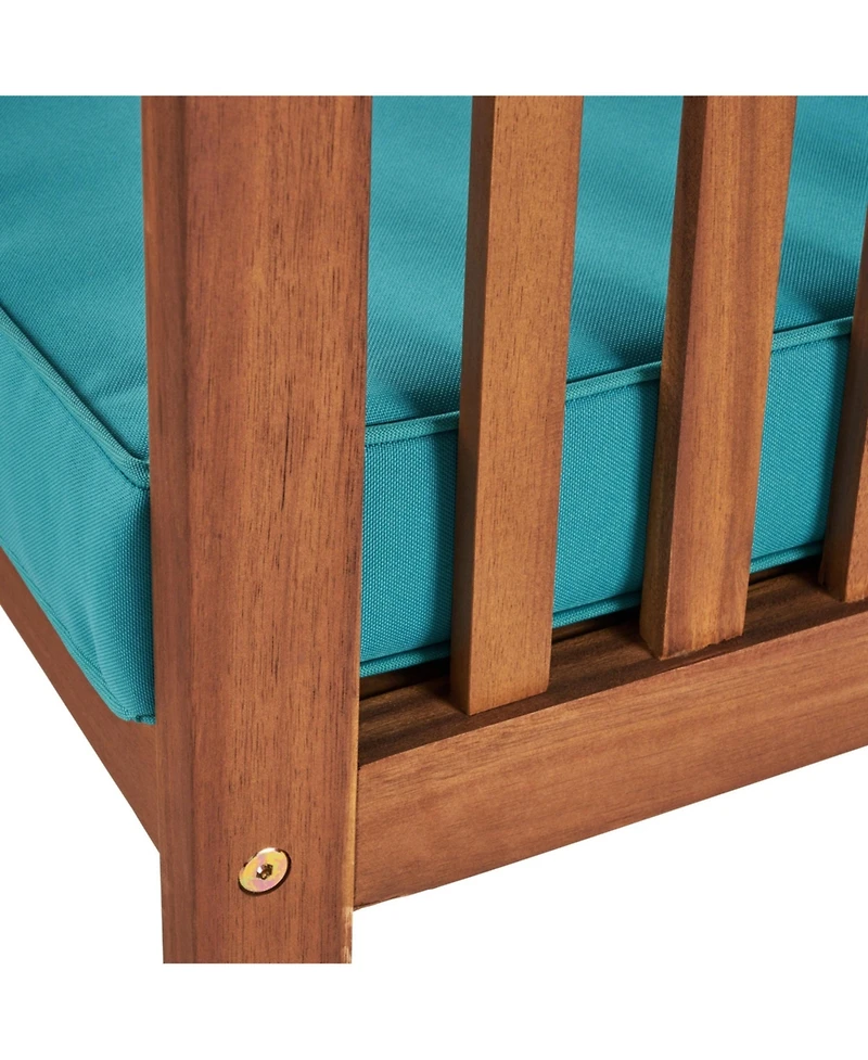 Outdoor Acacia Wood Sofa Set with Water Resistant Cushions, 4-Pcs Set