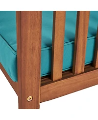 Outdoor Acacia Wood Sofa Set with Water Resistant Cushions, 4-Pcs Set