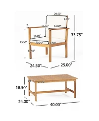 Outdoor Acacia wood 2 Club Chair And Table