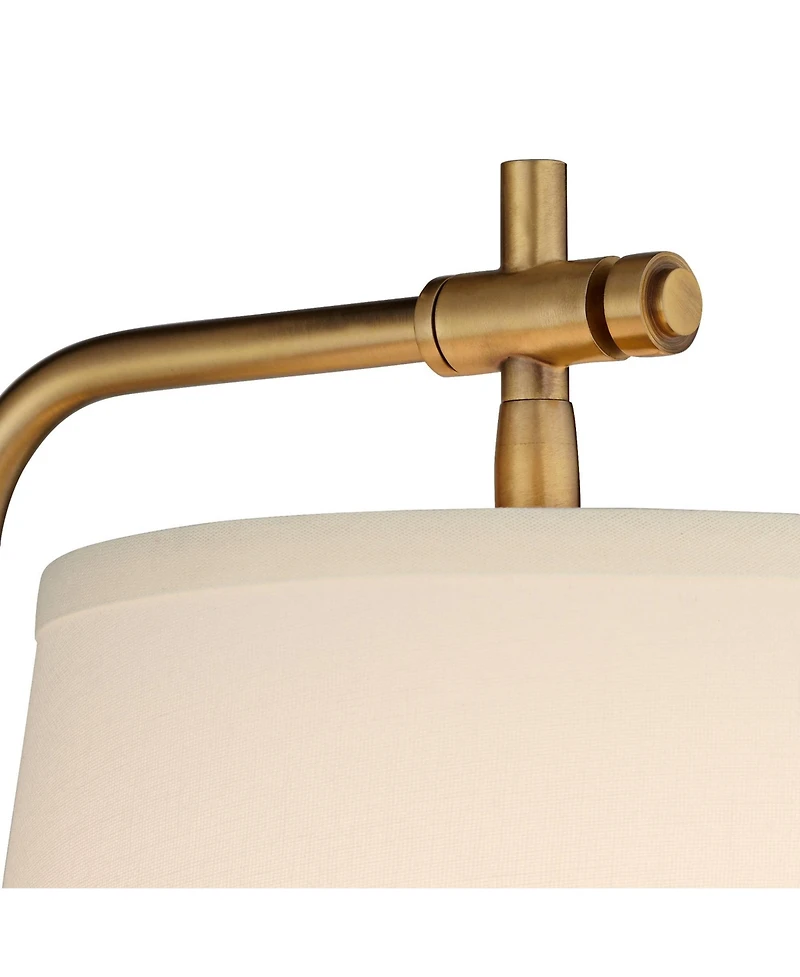 Barnes and Ivy Seline Modern Wall Lamps Set of 2 Warm Gold Plug-in 9" Light Fixture Adjustable Swivel Off White Shade for Bedroom Reading Living