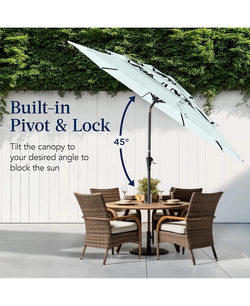 Best Choice Products 10ft 3-Tier Patio Umbrella, Market Sun Shade w/ Tilt Adjustment