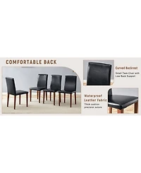 Streamdale 47.3" Round Dining Table Set with 4 Black Pu Chairs