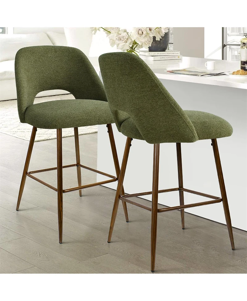 Set of 4 Counter Height Stools, Modern Kitchen Island Chairs with Walnut Metal Legs-Maison Boucle