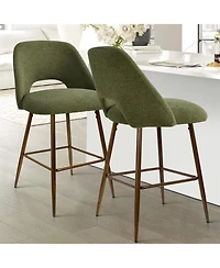 Set of 4 Counter Height Stools, Modern Kitchen Island Chairs with Walnut Metal Legs-Maison Boucle