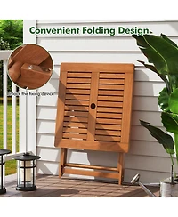 29.5 Inch x 29.5 Inch Patio Dining Table with Teak Painting and Umbrella Hole