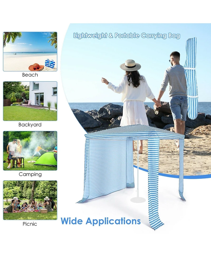 6.6 x 6.6 Feet Foldable and Easy-Setup Beach Canopy With Carry Bag-Blue