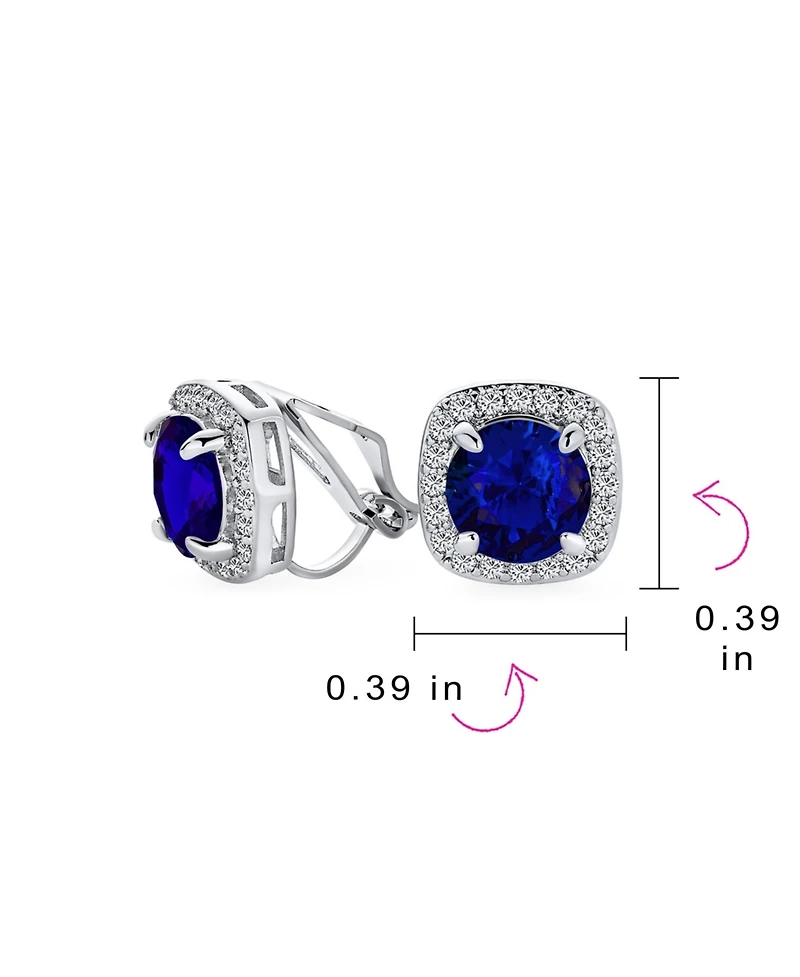 Bling Jewelry Traditional 2CT Solitaire Round Cubic Zirconia Cz Square Halo Clip On Stud Earrings Non Pierced