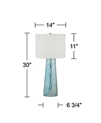 360 Lighting Marcus Modern Table Lamps 30" Tall Set of 2 Mercury Glass Column White Drum Shade for Bedroom Living Room Bedside Nightstand Office