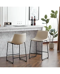 Streamdale Vintage Faux Leather Counter Stools (Set of 2)