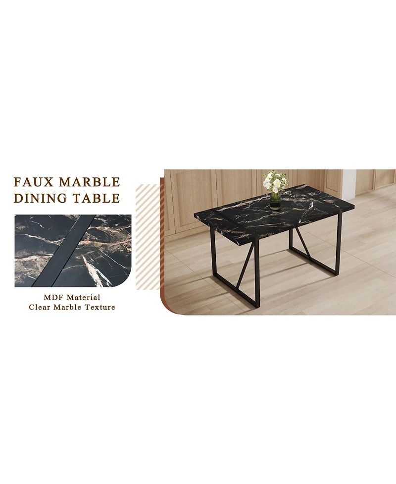 Streamdale Black Marble Dining Set 55